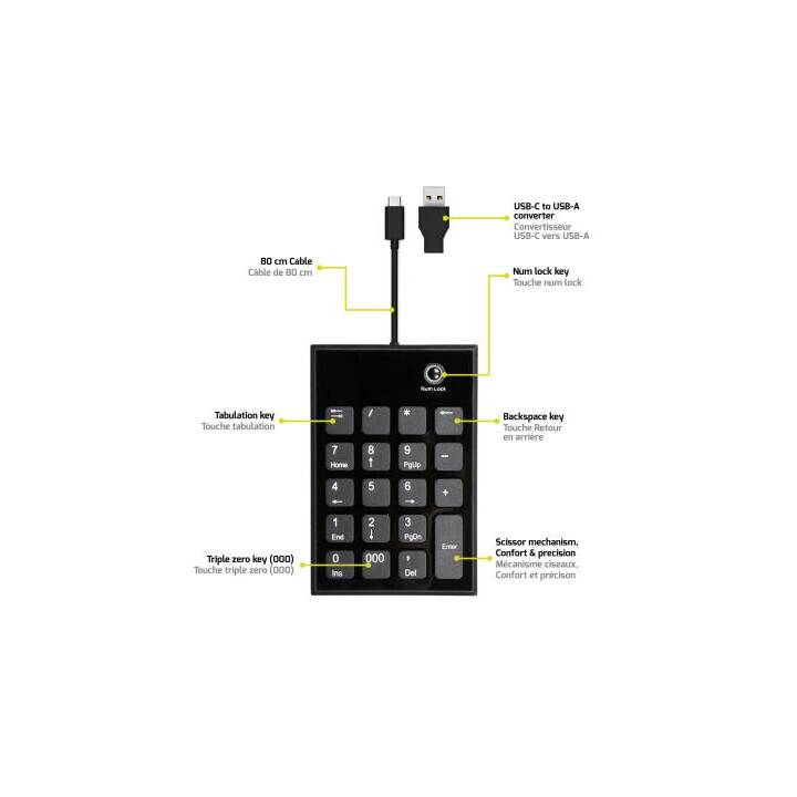 PORT DESIGNS Numeric Keypad (USB, Câble)