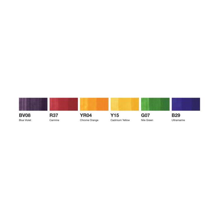 COPIC Marcatori di grafico Ciao Primary (Giallo, Blu, Viola, Arancione, Verde, Rosso, 6 pezzo)