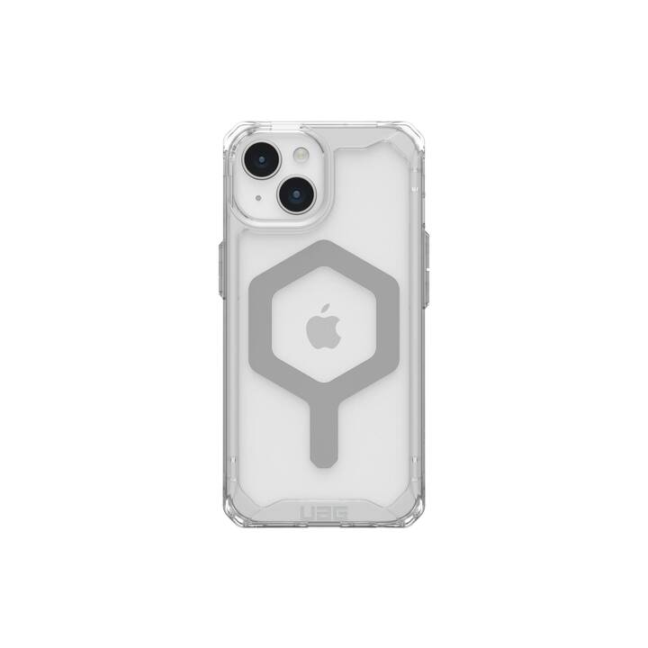 URBAN ARMOR GEAR Backcover (iPhone 15, Argento, Transparente, Ice, Bianco)