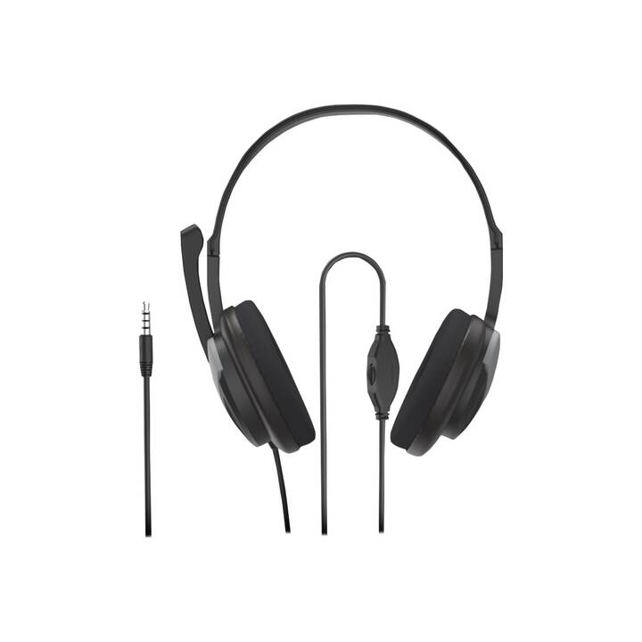 HAMA Office Headset HS-P100 V2 (On-Ear, Kabel, Schwarz, Silber)