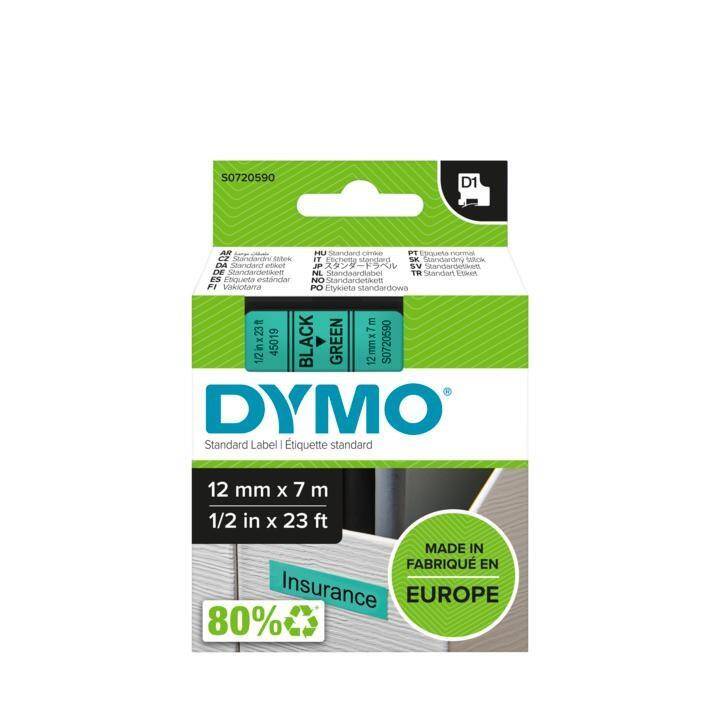 DYMO D1 Bande de nettoyage (Noir / Vert, 12 mm)