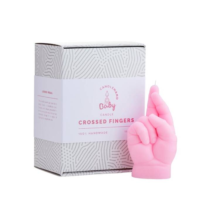 CANDLEHAND Motivkerze Baby Crossed Fingers (Pink)
