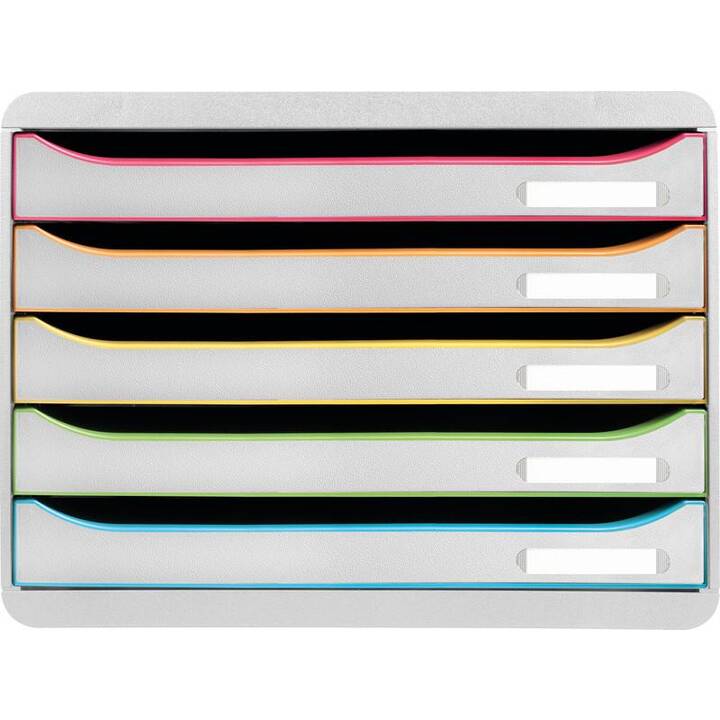 EXACOMPTA Büroschubladenbox (A4+, 35.5 cm  x 27.1 cm  x 27.1 cm, Weiss, Mehrfarbig)