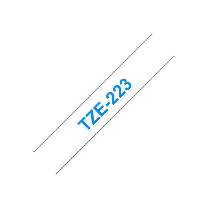 BROTHER TZe-223 Ruban d'écriture (Bleu / Blanc, 9 mm)