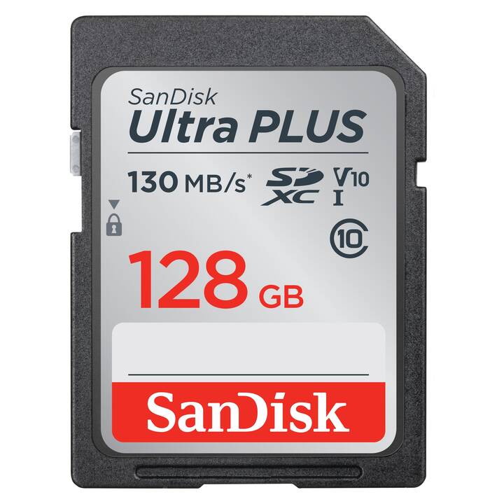 SANDISK SDXC Ultra PLUS (Class 10, 128 GB, 130 MB/s)