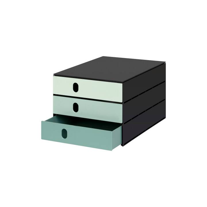 STYRO Boite à tiroirs de bureau Styroval Pro (C4, 24.3 cm  x 20 cm  x 33.5 cm, Vert, Noir)