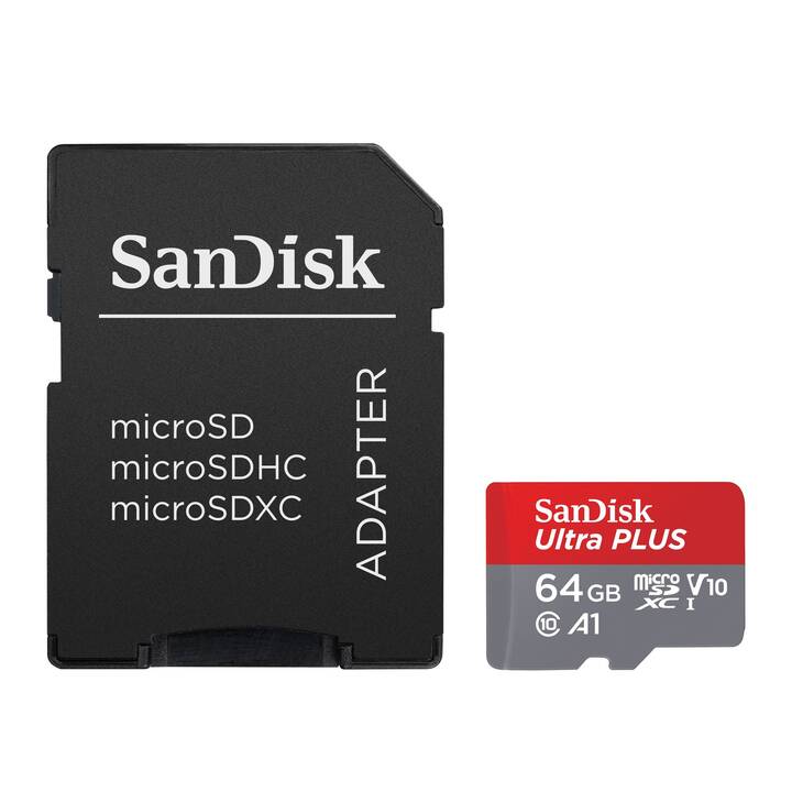 SANDISK MicroSDHC Ultra PLUS (A1, 64 Go, 120 Mo/s)