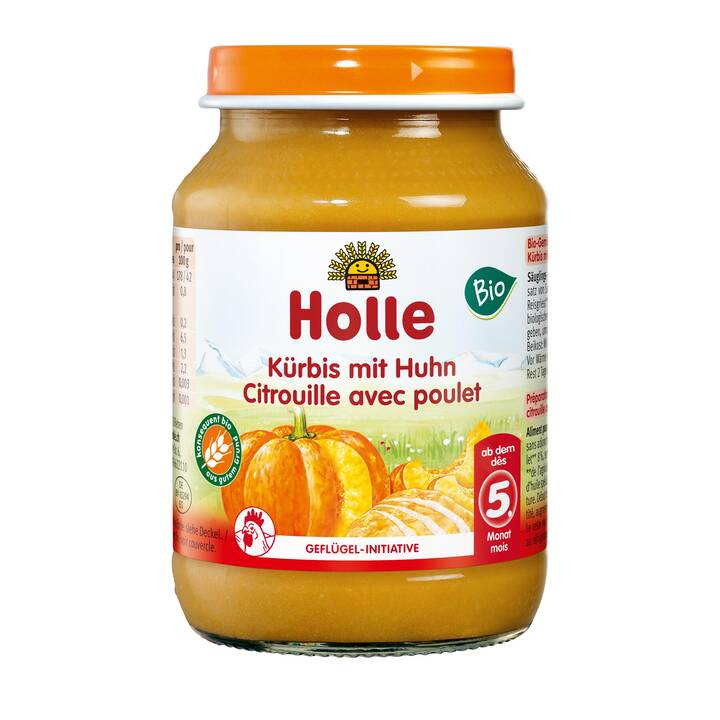 HOLLE Kürbis mit Huhn Purée de viande Bouillie (190 g)