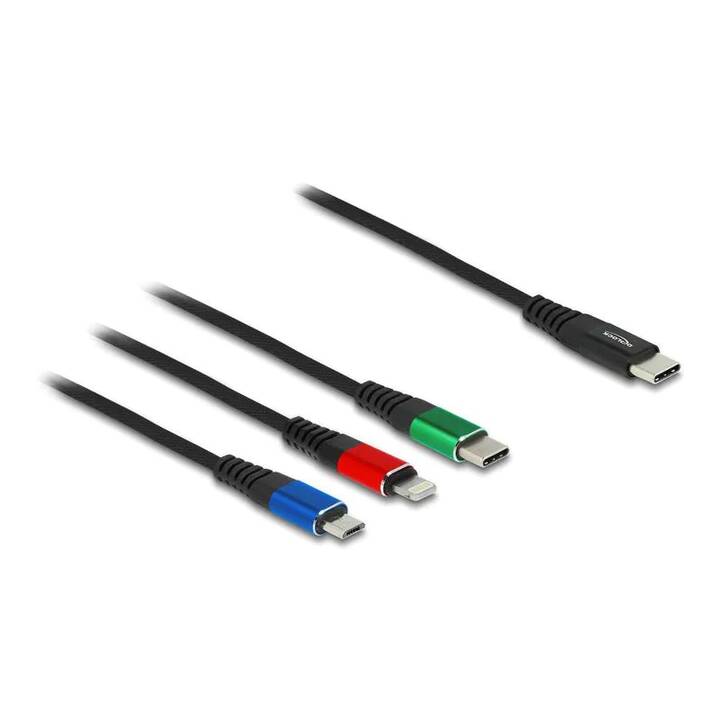 DELOCK Câble USB (USB 2.0 de type C, Lightning, USB 2.0, Micro USB 2.0 Type-B, 0.3 m)