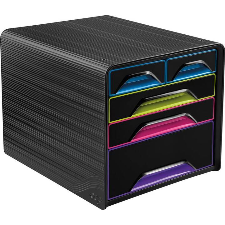 CEP Boite à tiroirs de bureau Smoove Gloss (C4, 27 cm  x 28.8 cm  x 36 cm, Multicolore, Noir)