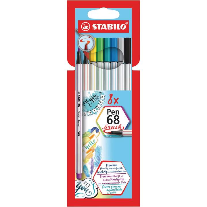 STABILO Pen 68 Crayon feutre (Multicolore, 8 pièce)