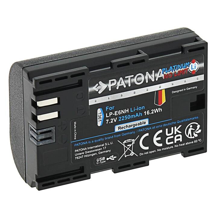 PATONA LP-E6NH Accumulatore per camere (Agli ioni di litio, 2250 mAh)