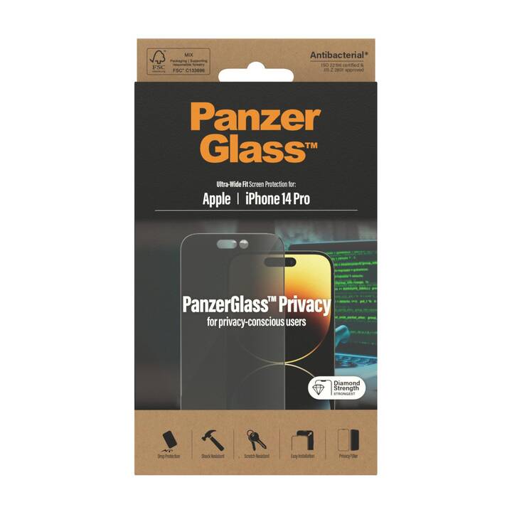 PANZERGLASS Verre de protection d'écran Ultra Wide Fit (iPhone 14 Pro, 1 pièce)