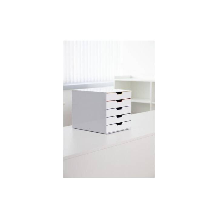 DURABLE Boite à tiroirs de bureau Varicolor Mix 5 (C4, Letter, A4, 280.0 mm  x 356.0 mm  x 292.0 mm, Blanc-gris)