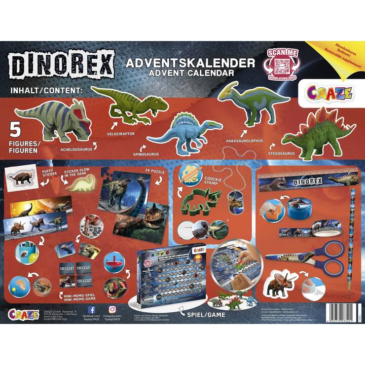 CRAZE Tiere DINOREX  Spielwaren Adventskalender