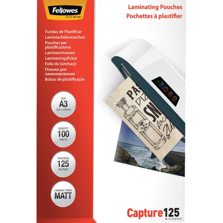 FELLOWES Films de plastification (A3, 125 µm, 100 pezzo)