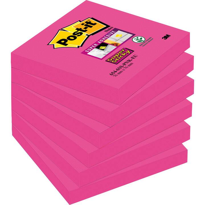 POST-IT Haftnotizen Super Sticky (6 x 90 Blatt, Pink)