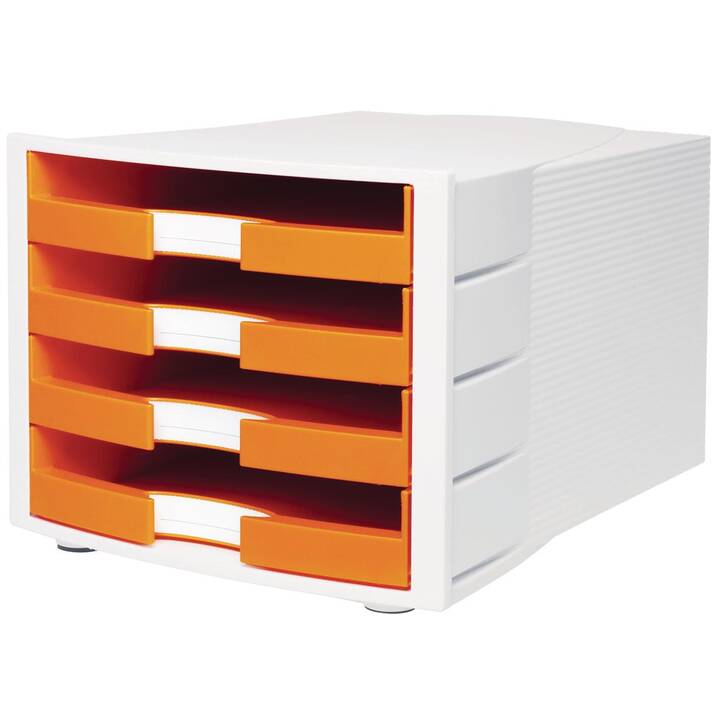 HAN Cassettiera da scrivania Impuls (C4, A4, 29.4 cm  x 36.8 cm  x 23.5 cm, Arancione, Bianco)