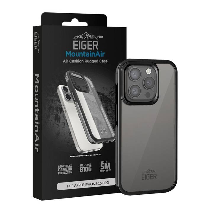 EIGER Backcover Mountain Air (iPhone 15 Pro, Schwarz)