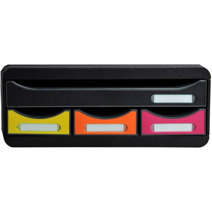 BIELLA Boite à tiroirs de bureau Mini (A4+, 29 cm  x 13.5 cm  x 13.5 cm, Noir, Multicolore)