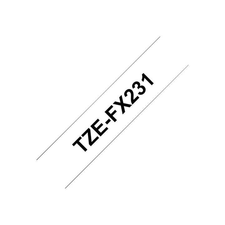 BROTHER TZeFX231 Ruban d'écriture (Noir / Blanc, 12 mm)