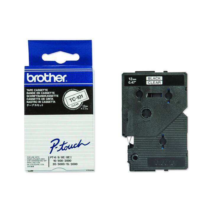 BROTHER P-Touch Schriftband (Schwarz / Transparent, 12 mm)