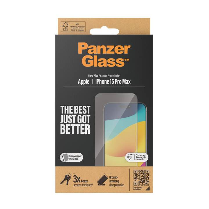 PANZERGLASS Vetro protettivo da schermo (iPhone 15 Pro Max, 1 pezzo)