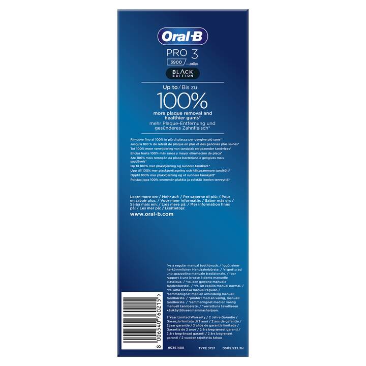 ORAL-B Pro 3 3900 Black Edition  (Nero)