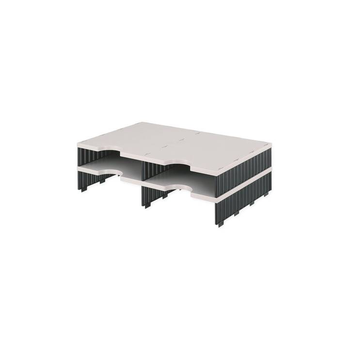STYRO Büroschubladenbox Duo (C4, 48.5 cm  x 33.1 cm  x 14 cm, Grau, Schwarz)