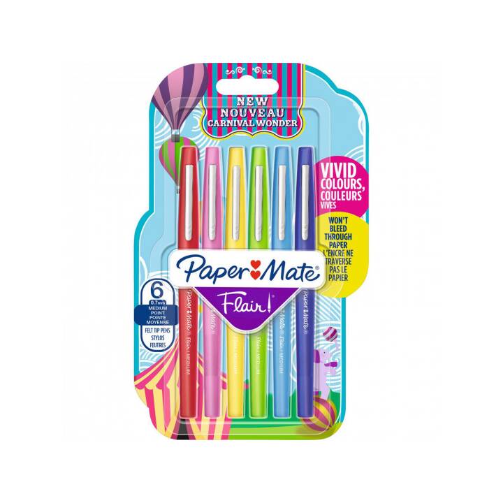 PAPER MATE Flair Carnival Crayon feutre (Multicolore, 6 pièce)