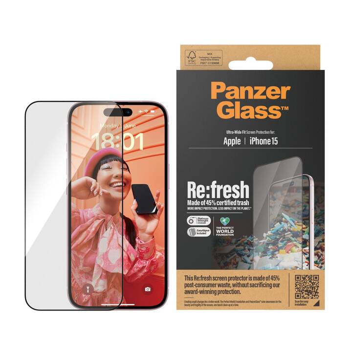PANZERGLASS Film de protection d'écran Refresh  (iPhone 15, 1 pièce)
