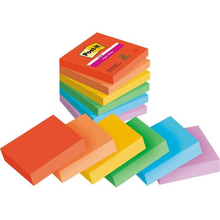 POST-IT Notes autocollantes Super Sticky Playful (6 x 90 feuille, Coloris assortis)