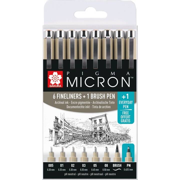 SAKURA Pigma Micron Penna a fibra (Nero, 8 pezzo)