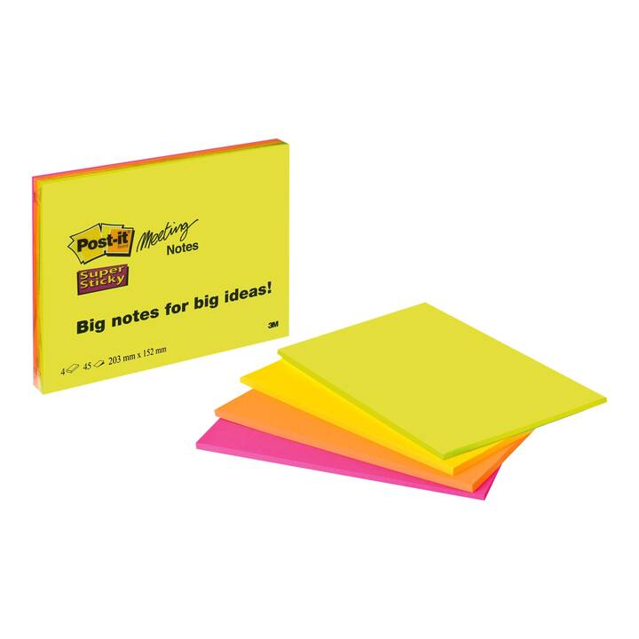 POST-IT Haftnotizen (4 x 45 Blatt, Farbig assortiert)