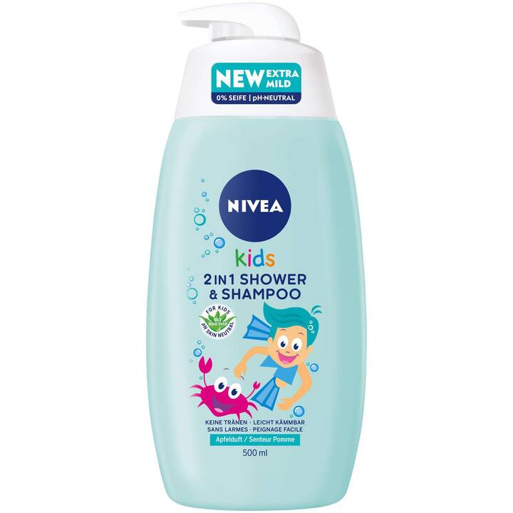 NIVEA 2 in 1 Haarshampoo Kids 2in1 (Apfel, 500 ml)