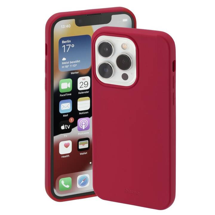 HAMA Backcover Finest Feel (iPhone 14 Pro, Unicolore, Rosso)