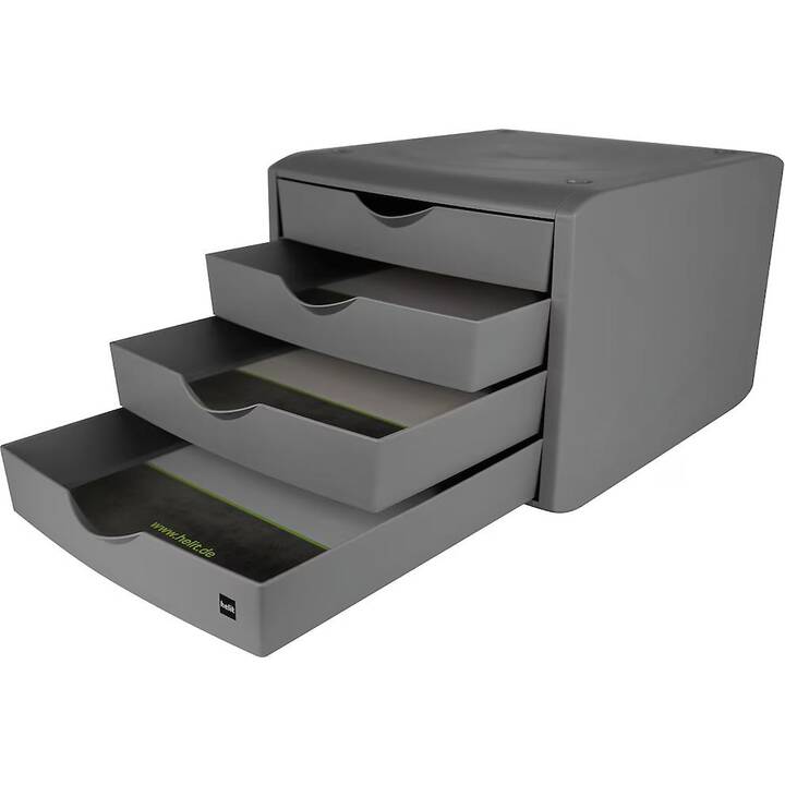 HELIT Büroschubladenbox The Green Chameleon (A4, 26 cm  x 33 cm  x 21.2 cm, Grau)