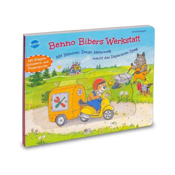 Benno Bibers Werkstatt. Mit Hammer, Zange, Metermass macht das Reparieren Spass. Pappbilderbuch mit Klappen und Schiebern ab 2 Jahren