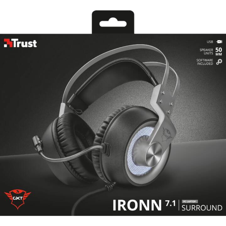 TRUST GXT 435 Ironn Binaural (Over-Ear, Silber, Schwarz)