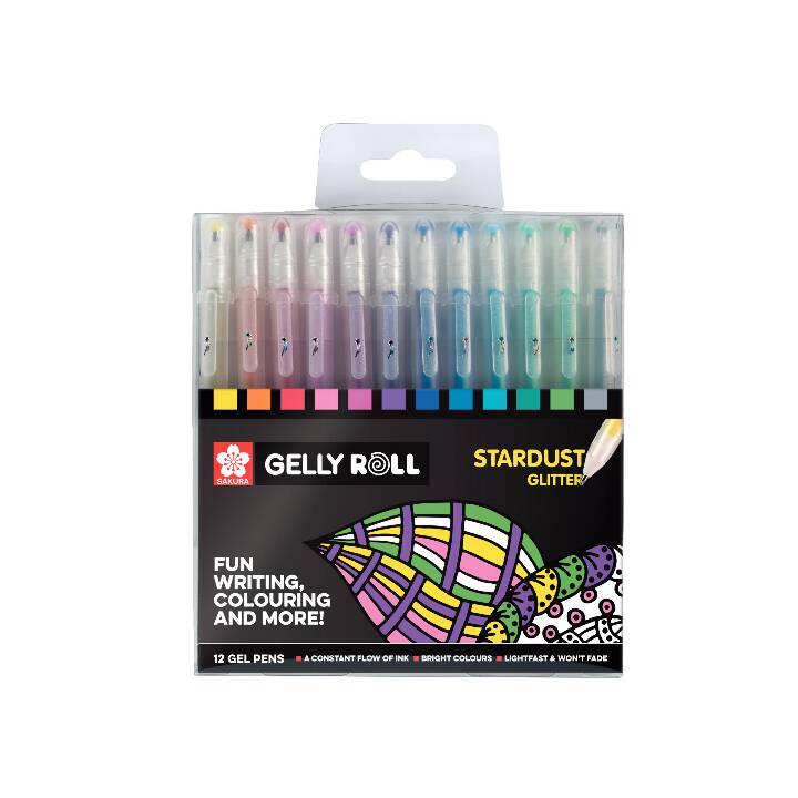 SAKURA Startdust Glitter Crayon gel (Multicolore, 12 pièce)