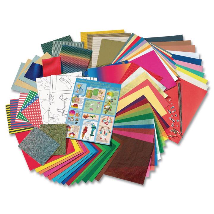 FOLIA Bastelpapier-Set Jumbo (Mehrfarbig, 107 Stück)