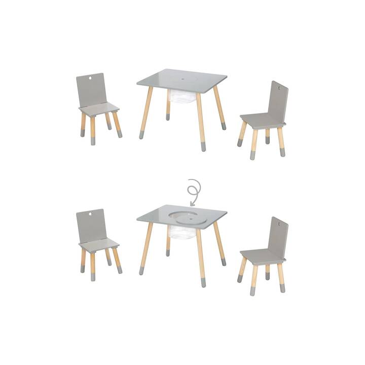 ROBA Set di tavoli e sedie per bambini (Natura, Grigio)