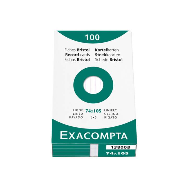 EXACOMPTA Cartes-fiches (A7, Blanc, Ligné, 100 pièce)