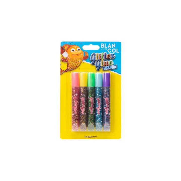 BLANCOL Colle de bricolage Glitter Glue Pen Confetti (10.5 ml, 5 pièce)
