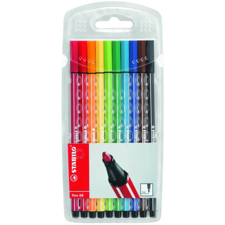 STABILO Pen 68 Crayon feutre (Multicolore, 10 pièce)