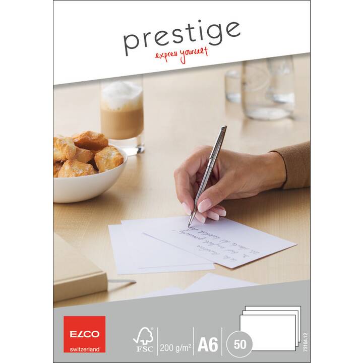ELCO Cartes en blanc Prestige (Universel, A6, Blanc)
