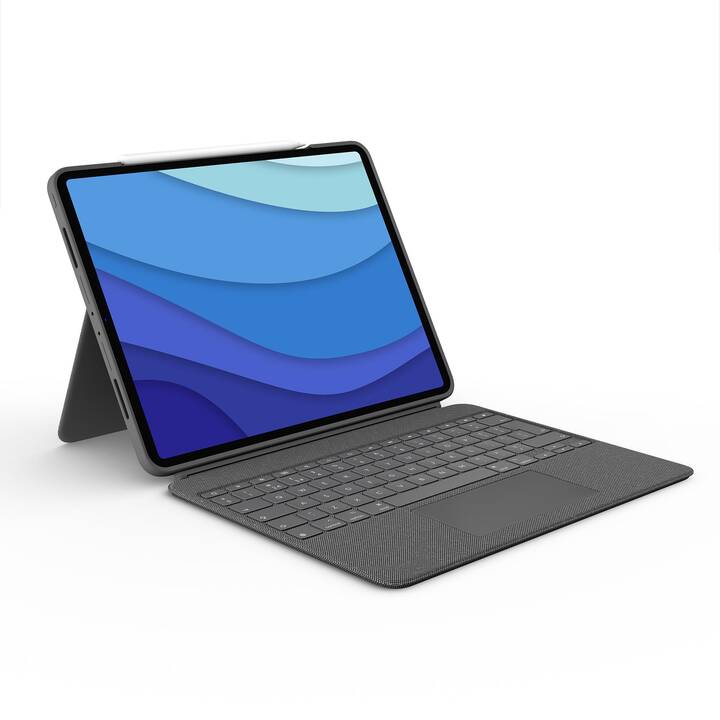 LOGITECH Combo Touch - QWERTZ Type Cover (12.9", iPad Pro (6. Gen. 2022), iPad Pro (5. Gen. 2021), Gris)