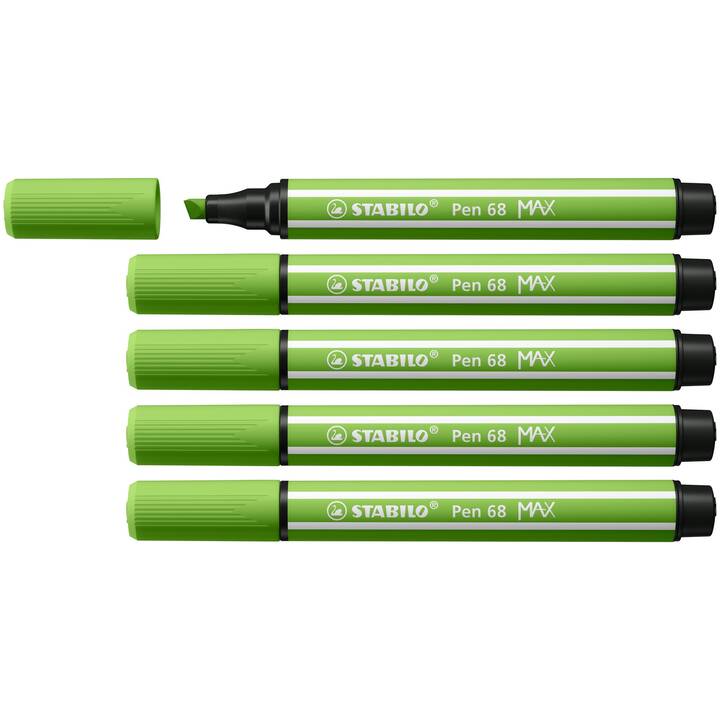 STABILO Pen 68 MAX Crayon feutre (Vert clair, 5 pièce)