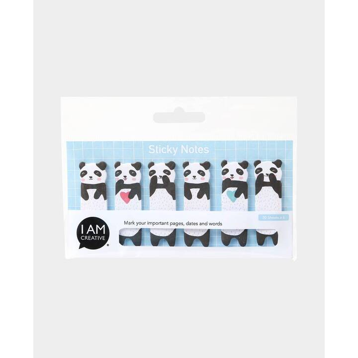 I AM CREATIVE Blocchetti memo Panda (6 x 20 foglio, Blu)