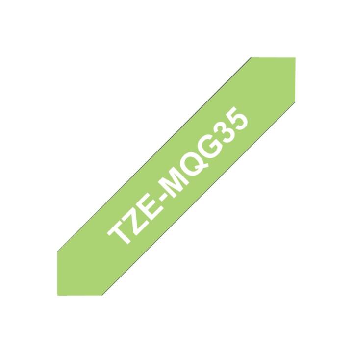 BROTHER TZE-MQ Schriftband (Weiss / Grün, 12 mm)